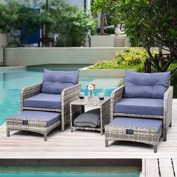 Pamapic 5 Pieces Wicker Patio Furniture